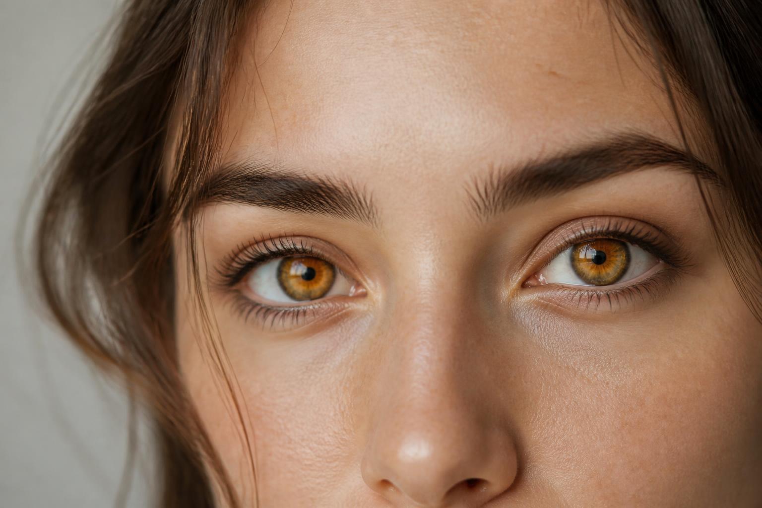 Close-up of warm amber eyes in natural light