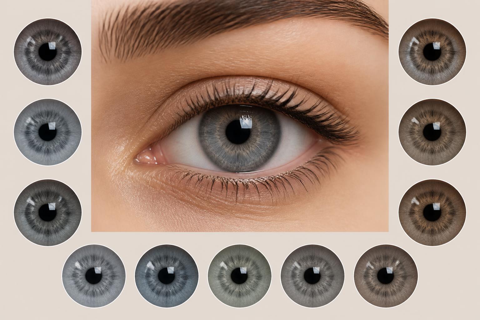 Illustration of gray eye shades for an eye color identification guide