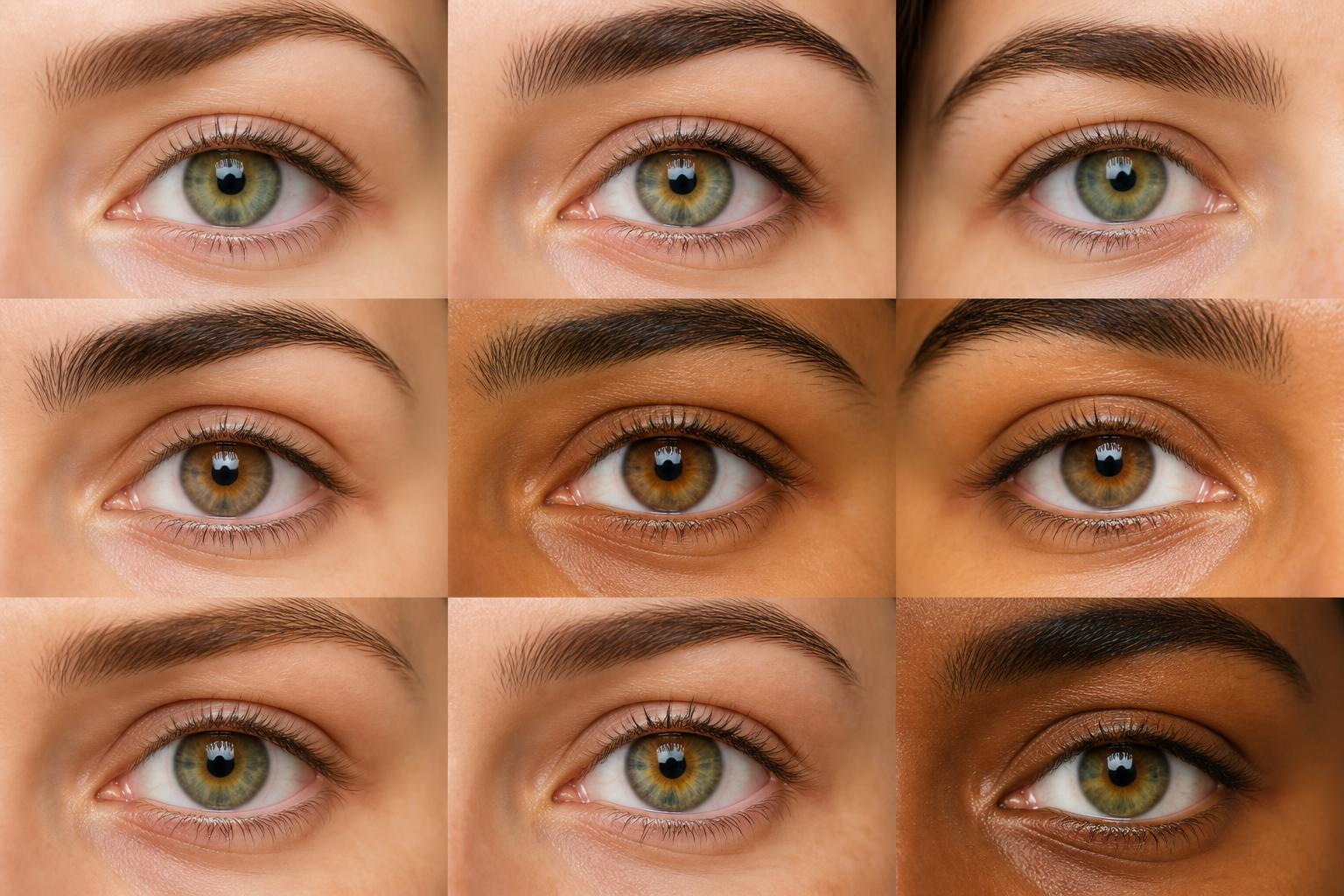 A visual comparison of green eyes and hazel eyes with subtle green, brown, and gold tones