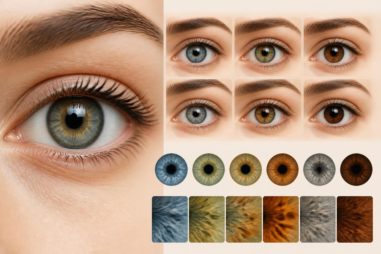 Visual guide comparing unusual eye colors and iris shade variations