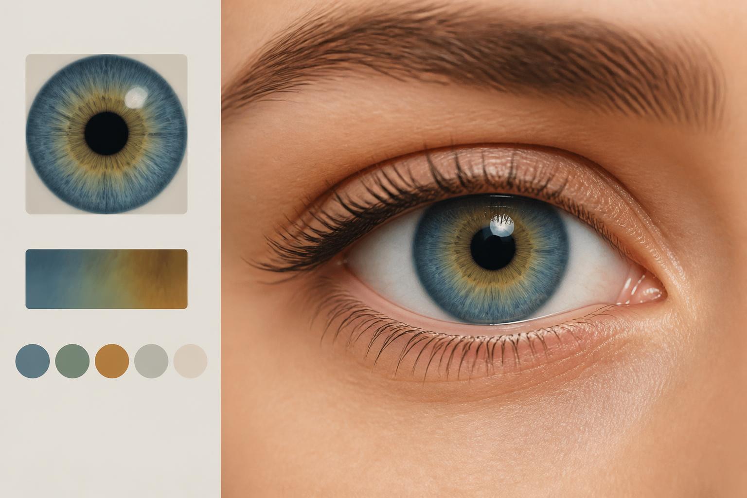 Illustration of a blue hazel eye color blend with blue outer tones and hazel near the center