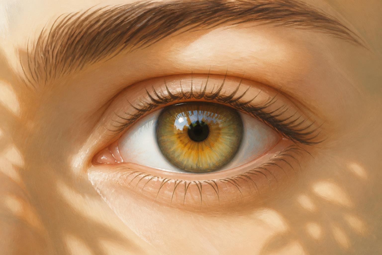 haselnussbraune augen: Nahaufnahme eines Auges mit warmen haselnussbraunen Farbtönen